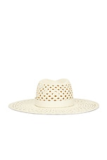 Valentino Garavani V Signature Large Brim Hat in Neutro & Ivory, view 3, click to view large image.