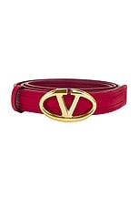 Valentino Garavani V Logo 20 Belt in Rosso, view 3, click to view large image.