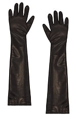 Valentino Garavani V Logo Long Sleeved Gloves in Nero, view 1, click to view large image.