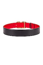 Valentino Garavani Logo Belt in Nero & Rouge Pur, view 2, click to view large image.