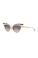 Valentino Garavani V-Glassliner Sunglasses in Gold & Black, view 2, click to view large image.