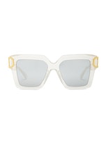 Valentino Garavani V-Uno Sunglasses in White & Gold, view 1, click to view large image.