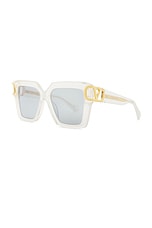 Valentino Garavani V-Uno Sunglasses in White & Gold, view 2, click to view large image.