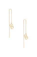Valentino Garavani VLogo Dangle Earrings in Oro, view 1, click to view large image.