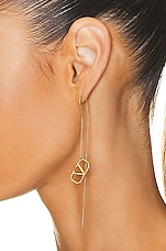 Valentino Garavani VLogo Dangle Earrings in Oro, view 2, click to view large image.