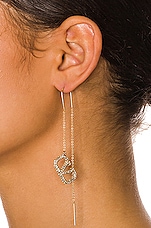 Valentino Garavani V Logo Signature Drop Earrings in Oro & Crystal Silver Shade, view 2, click to view large image.