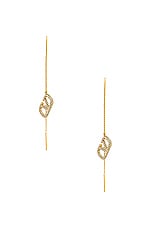 Valentino Garavani V Logo Signature Drop Earrings in Oro & Crystal Silver Shade, view 4, click to view large image.