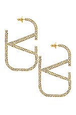 Valentino Garavani Vlogo Signature Earrings in Oro & Crystal Silver Shade, view 1, click to view large image.