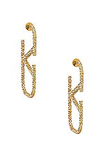 Valentino Garavani Vlogo Signature Earrings in Oro & Crystal Silver Shade, view 3, click to view large image.