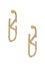 Valentino Garavani Vlogo Signature Earrings in Oro & Crystal Silver Shade, view 5, click to view large image.