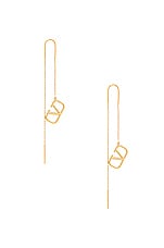 Valentino Garavani Vlogo Signature Drop Earrings in Oro, view 1, click to view large image.