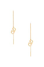 Valentino Garavani Vlogo Signature Drop Earrings in Oro, view 3, click to view large image.