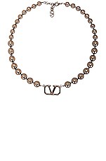 Valentino Garavani V Logo Signature Pearl Necklace in Deep