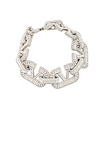 Valentino Garavani V Logo Signature Bracelet in Palladium & Crystal, view 3, click to view large image.