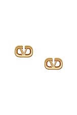 Valentino Garavani V Logo Signature Earrings in Oro 18, view 1, click to view large image.