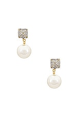 Valentino Garavani Perla Earrings in Oro, Cream, & Crystal Silver Shade, view 1, click to view large image.