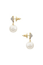Valentino Garavani Perla Earrings in Oro, Cream, & Crystal Silver Shade, view 3, click to view large image.