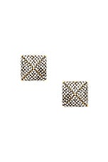 Valentino Garavani Rockstud Earrings in Oro & Crystal Silver Shade, view 1, click to view large image.