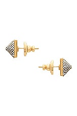 Valentino Garavani Rockstud Earrings in Oro & Crystal Silver Shade, view 3, click to view large image.