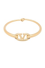 Valentino Garavani V Logo Moon Choker Necklace in Oro, view 1, click to view large image.