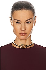 Valentino Garavani V Logo Moon Choker Necklace in Oro, view 2, click to view large image.