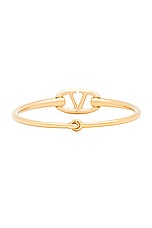 Valentino Garavani V Logo Moon Choker Necklace in Oro, view 3, click to view large image.