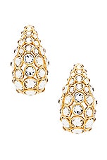 Valentino Garavani Pineapple Earrings in Oro & Crystal, view 1, click to view large image.