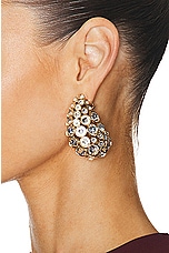 Valentino Garavani Pineapple Earrings in Oro & Crystal, view 2, click to view large image.