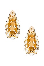 Valentino Garavani Pineapple Earrings in Oro & Crystal, view 4, click to view large image.