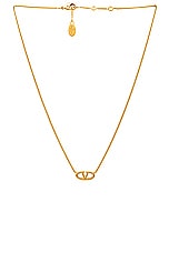 Valentino Garavani V Logo Moon Necklace in Oro, view 1, click to view large image.