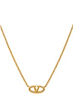 Valentino Garavani V Logo Moon Necklace in Oro, view 3, click to view large image.
