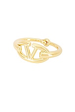 Valentino Garavani V Logo Moon Bangle Bracelet in Oro, view 1, click to view large image.