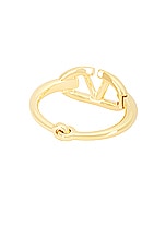 Valentino Garavani V Logo Moon Bangle Bracelet in Oro, view 3, click to view large image.