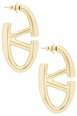 Valentino Garavani V Logo The Bold Edition Earrings in Oro, view 3, click to view large image.