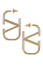 Valentino Garavani Vlogo Earrings in Gold, view 1, click to view large image.