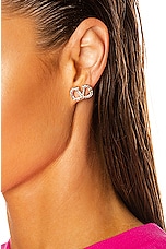 Valentino Garavani V Logo Signature Strass Earrings in Oro & Crystal, view 2, click to view large image.