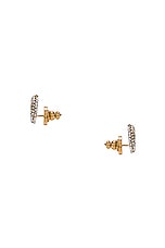 Valentino Garavani V Logo Signature Strass Earrings in Oro & Crystal, view 3, click to view large image.