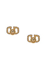 Valentino Garavani V Logo Signature Strass Earrings in Oro & Crystal, view 4, click to view large image.