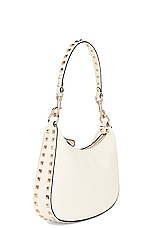 Valentino Garavani Small Rockstud Hobo Zip Top Bag in Ivory, view 5, click to view large image.