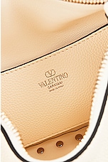 Valentino Garavani Small Rockstud Hobo Zip Top Bag in Ivory, view 7, click to view large image.