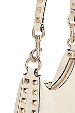 Valentino Garavani Small Rockstud Hobo Zip Top Bag in Ivory, view 8, click to view large image.