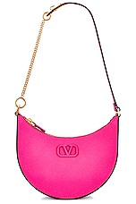 Valentino Garavani V Logo Signature Mini Hobo Bag in Pink, view 6, click to view large image.