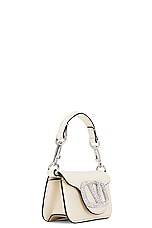 Valentino Garavani Loco Mini Bag in Light Ivory & Light Palladio Crystal, view 4, click to view large image.