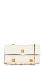 Valentino Garavani Roman Stud Wallet On Chain in Ivory, view 1, click to view large image.