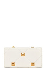 Valentino Garavani Roman Stud Wallet On Chain in Ivory, view 3, click to view large image.