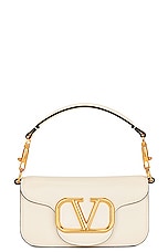 Valentino Garavani Small Loco Shoulder Bag in Light Ivory, view 3, click to view large image.