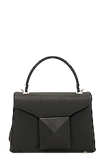 Valentino Garavani Mini One Stud Top Handle Bag in Nero, view 3, click to view large image.