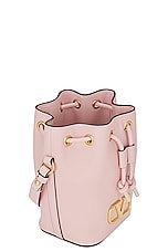 Valentino Garavani V Logo Signature Mini Bucket Bag in Rose Quartz, view 6, click to view large image.