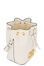 Valentino Garavani V Logo Signature Mini Bucket Bag in Ivory, view 6, click to view large image.