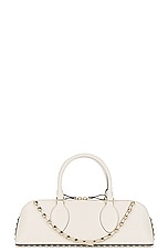 Valentino Garavani East West Rockstud Duffle Bag in Ivory, view 3, click to view large image.